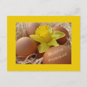 Eierspeisen und herzliche Ostergrüße - Italienisch Feiertagspostkarte