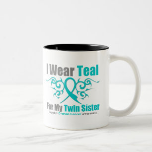 Eierstockkrebs-aquamarine Stammes- Zweifarbige Tasse