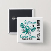 Eierstockkrebs-Bewusstseins-Monats-Schmetterling Button (Vorne & Hinten)