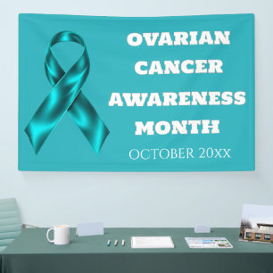 Eierstockkrebs-Bewusstseinsmonat Teal-Schleife DIY Banner