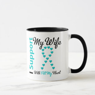 Eierstockkrebs stütze ich meine Ehefrau mit meine Tasse