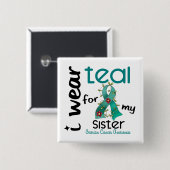 Eierstockkrebs TRAGE ICH AQUAMARINES FÜR MEINE Button (Vorne & Hinten)