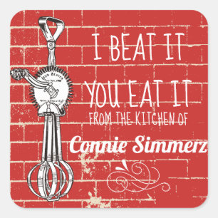 Eierstockziegel aus der Küche des Aufklebers Quadratischer Aufkleber