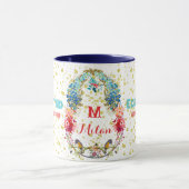 Eierzitiert über Osterflorale Decorative Monogramm Tasse (Zentrum)