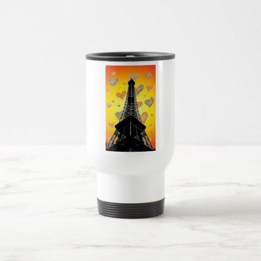 Eifel Tower Hearts Travel Mug Reisebecher (Mittel)
