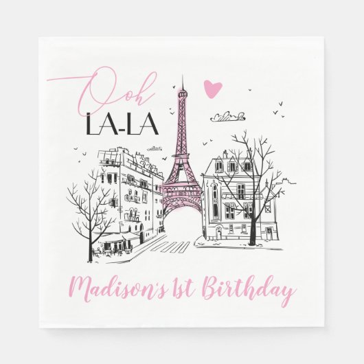 Eifel Tower Paris Pariser Happy Birthday any Age Serviette (Vorderseite)