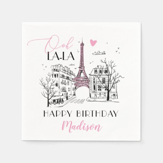 Eifel Tower Paris Pariser Happy Birthday any Age Serviette (Vorderseite)