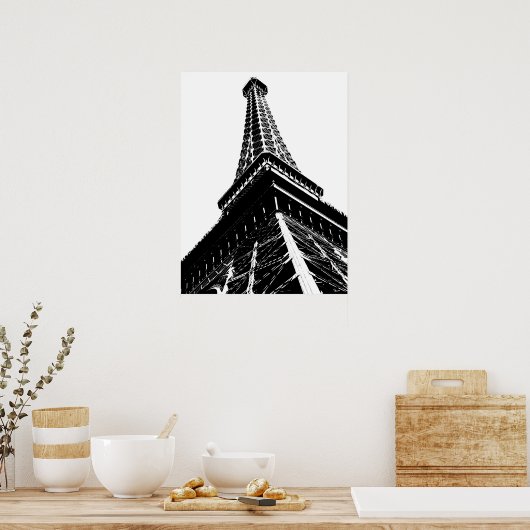 Eiffel auf Weiß Poster (Küche)