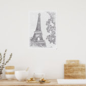 Eiffel BW Sketch Poster (Küche)