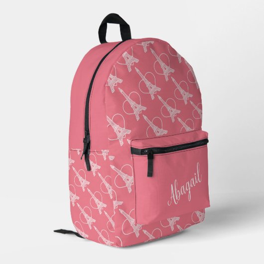 Eiffel Elegance Backpack — Anpassbarer Stil Bedruckter Rucksack (Rückseitige Ecke links)