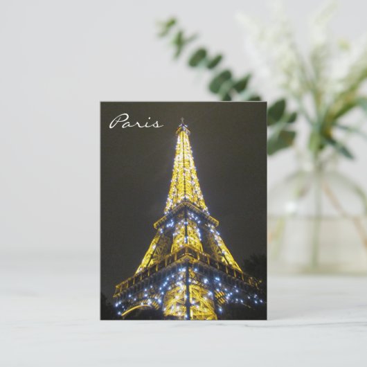 eiffel Glitzern Postkarte (Stehend Vorderseite)