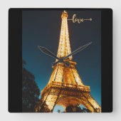 Eiffel Love Tower Quadratische Wanduhr (Vorderseite)
