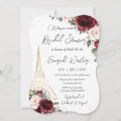 Eiffel Paris Brautparty Burgundy Blush Floral Einladung (Vorderseite)
