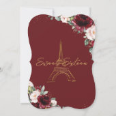 Eiffel Paris Brautparty Burgundy Blush Floral Einladung (Rückseite)