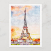 Eiffel Paris Frankreich Reisen Place Watercolor Postkarte (Vorderseite)