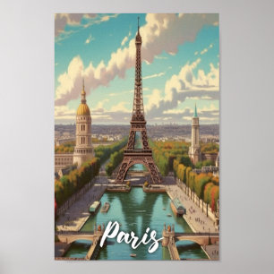Eiffel Paris Frankreich Vintager Berühmter Reiseor Poster