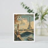 Eiffel Paris Frankreich Vintager Berühmter Reiseor Postkarte (Stehend Vorderseite)