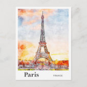 Eiffel Paris Frankreich Wasserfarbe Sketch Hand Dr Postkarte (Vorderseite)