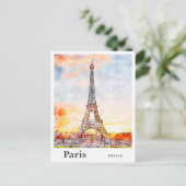 Eiffel Paris Frankreich Wasserfarbe Sketch Hand Dr Postkarte (Stehend Vorderseite)