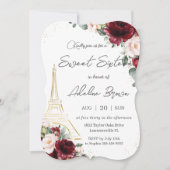 Eiffel Paris Sweet 16 Burgundy Blush Rose Einladung (Vorderseite)