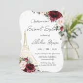 Eiffel Paris Sweet 16 Burgundy Blush Rose Einladung (Stehend Vorderseite)