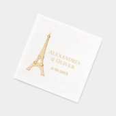 Eiffel Tower #2D Paris Frankreich Wedding Couple Servietten Mit Folie (Links)