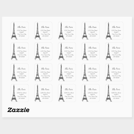 Eiffel Tower Address Sticker (Blatt)
