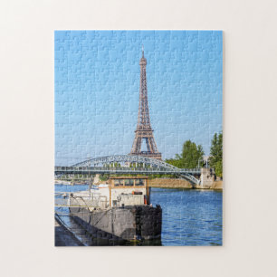 Eiffel tower and Pont Rouelle on Seine river Puzzle