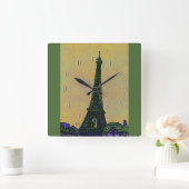 Eiffel Tower Art Quadratische Wanduhr (Zuhause)