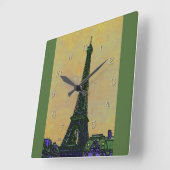 Eiffel Tower Art Quadratische Wanduhr (Winkel)