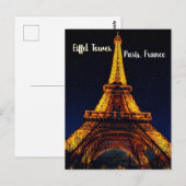 Eiffel Tower at Night – Paris Postkarte (Vorne/Hinten)