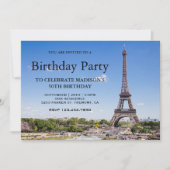 Eiffel Tower Birthday Party Einladung (Vorderseite)