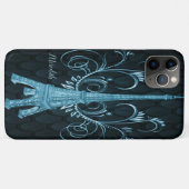 Eiffel Tower Blue Floral Wirbel Case-Mate iPhone Hülle (Rückseite (Horizontal))