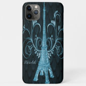Eiffel Tower Blue Floral Wirbel Case-Mate iPhone Hülle (Rückseite)
