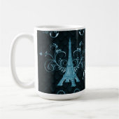 Eiffel Tower Blue Floral Wirbel Kaffeetasse (Links)
