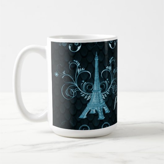 Eiffel Tower Blue Floral Wirbel Kaffeetasse (Links)