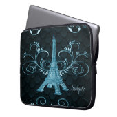 Eiffel Tower Blue Floral Wirbel Laptopschutzhülle (Vorderseite Links)
