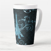 Eiffel Tower Blue Floral Wirbel Milchtasse (Rechte Ecke)