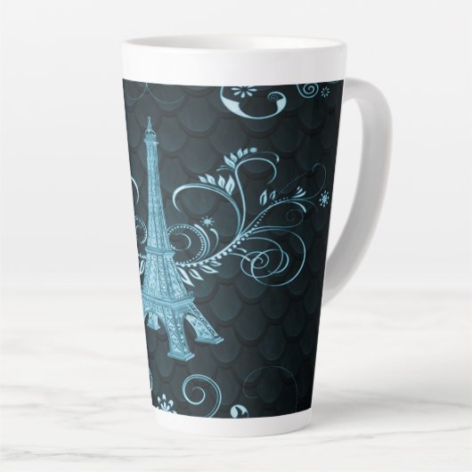 Eiffel Tower Blue Floral Wirbel Milchtasse (Rechte Ecke)