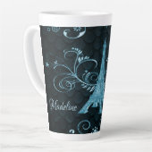 Eiffel Tower Blue Floral Wirbel Milchtasse (Linke Ecke)