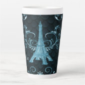 Eiffel Tower Blue Floral Wirbel Milchtasse (Vorderseite)