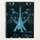 Eiffel Tower Blue Floral Wirbel Planer (Vorderseite)