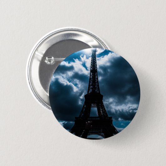 Eiffel Tower Blue Night Button (Vorne & Hinten)