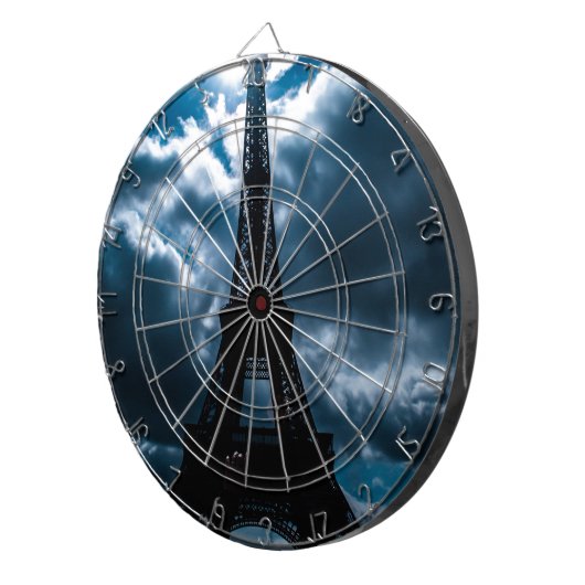 Eiffel Tower Blue Night Dartscheibe (Vorderseite rechts)