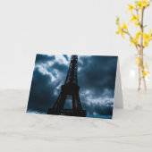 Eiffel Tower Blue Night Karte (Gelbe Blume)