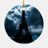 Eiffel Tower Blue Night Keramik Ornament (Hinten)