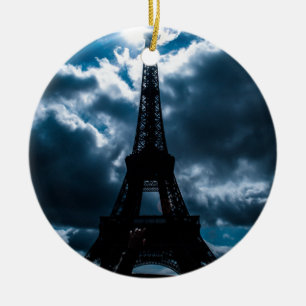 Eiffel Tower Blue Night Keramik Ornament