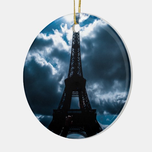 Eiffel Tower Blue Night Keramik Ornament (Links)