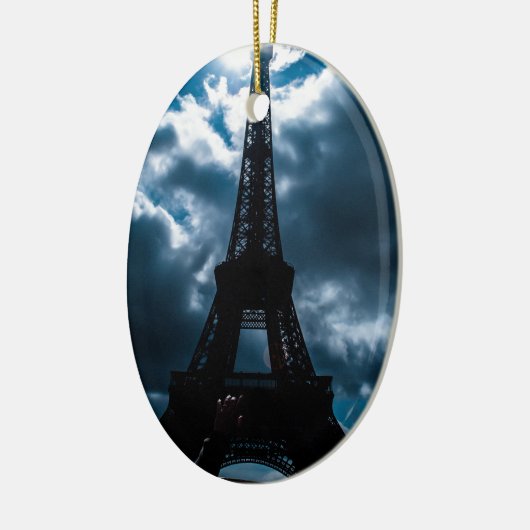 Eiffel Tower Blue Night Keramik Ornament (Links)