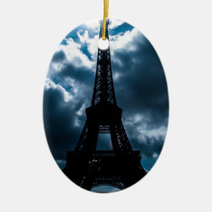 Eiffel Tower Blue Night Keramik Ornament